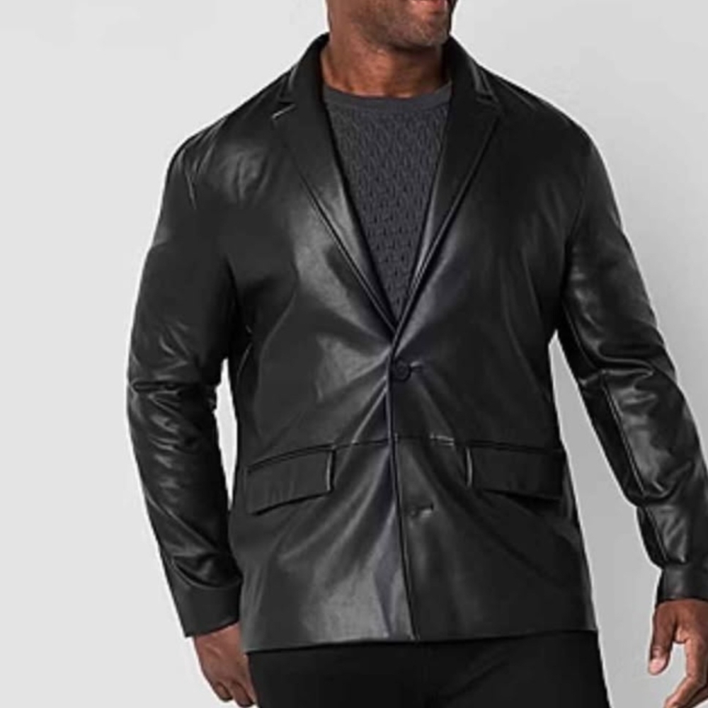 Men's Black Vegan Leather Blazer 2XLT Shaq